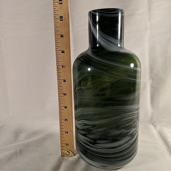 Ikea Iina Vuorivirta Large Almhult Fused Glass Swirl Vase Green White 10.5" - Picture 10 of 10